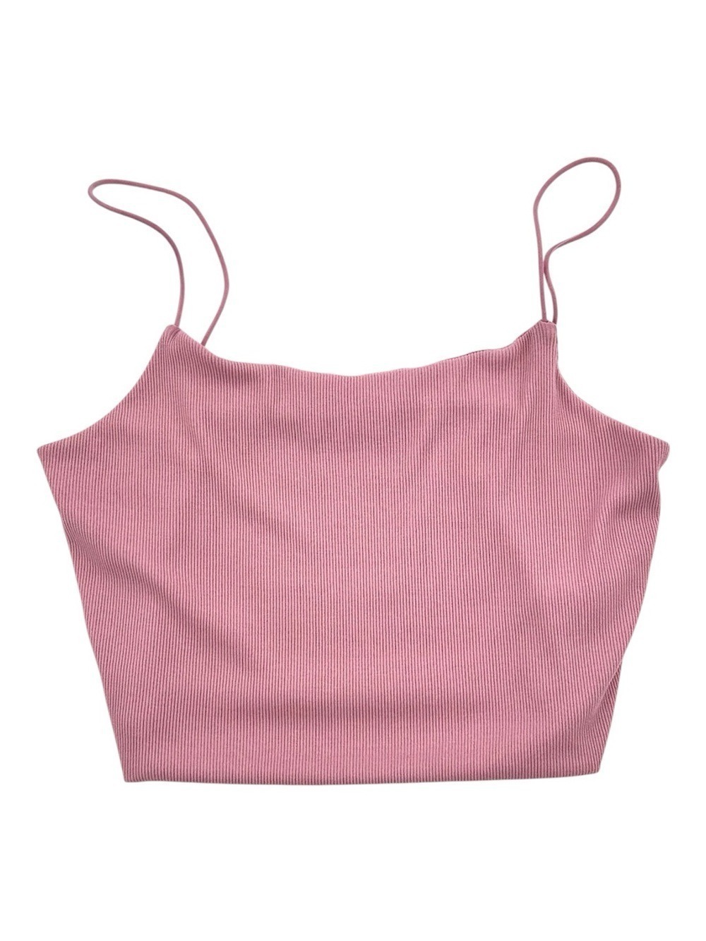 Cherish Mauve Pink Ribbed Knit Crop Top Camisole Large